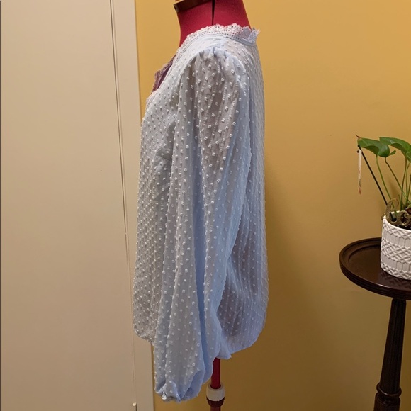 SHEIN Frenchy Swiss Dot Lace Panel Blouse - Picture 5 of 17